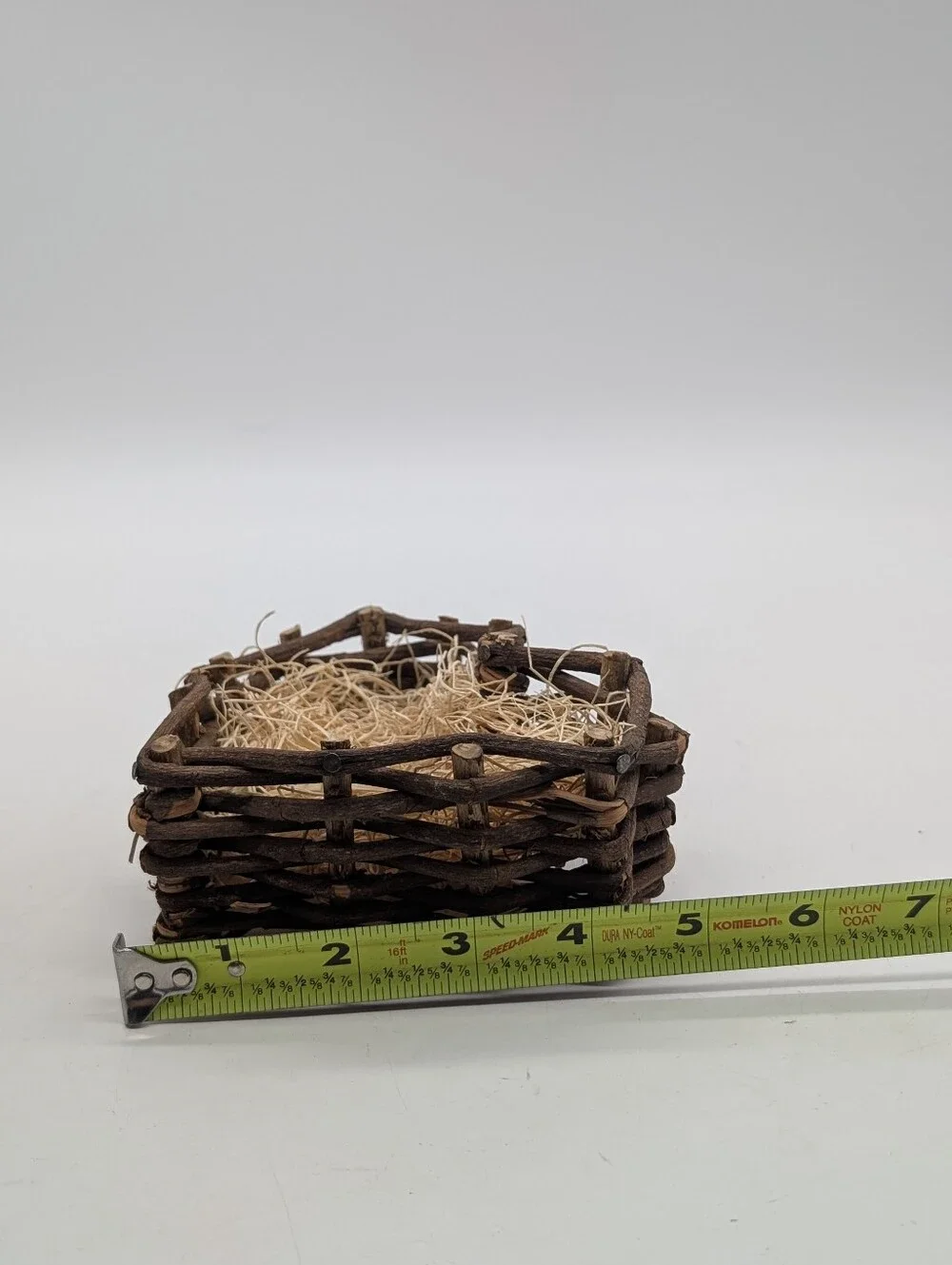 Primitive Heart-Shaped Vine Nest Basket Wood Accent Tiered Tray Decor Photo Prop